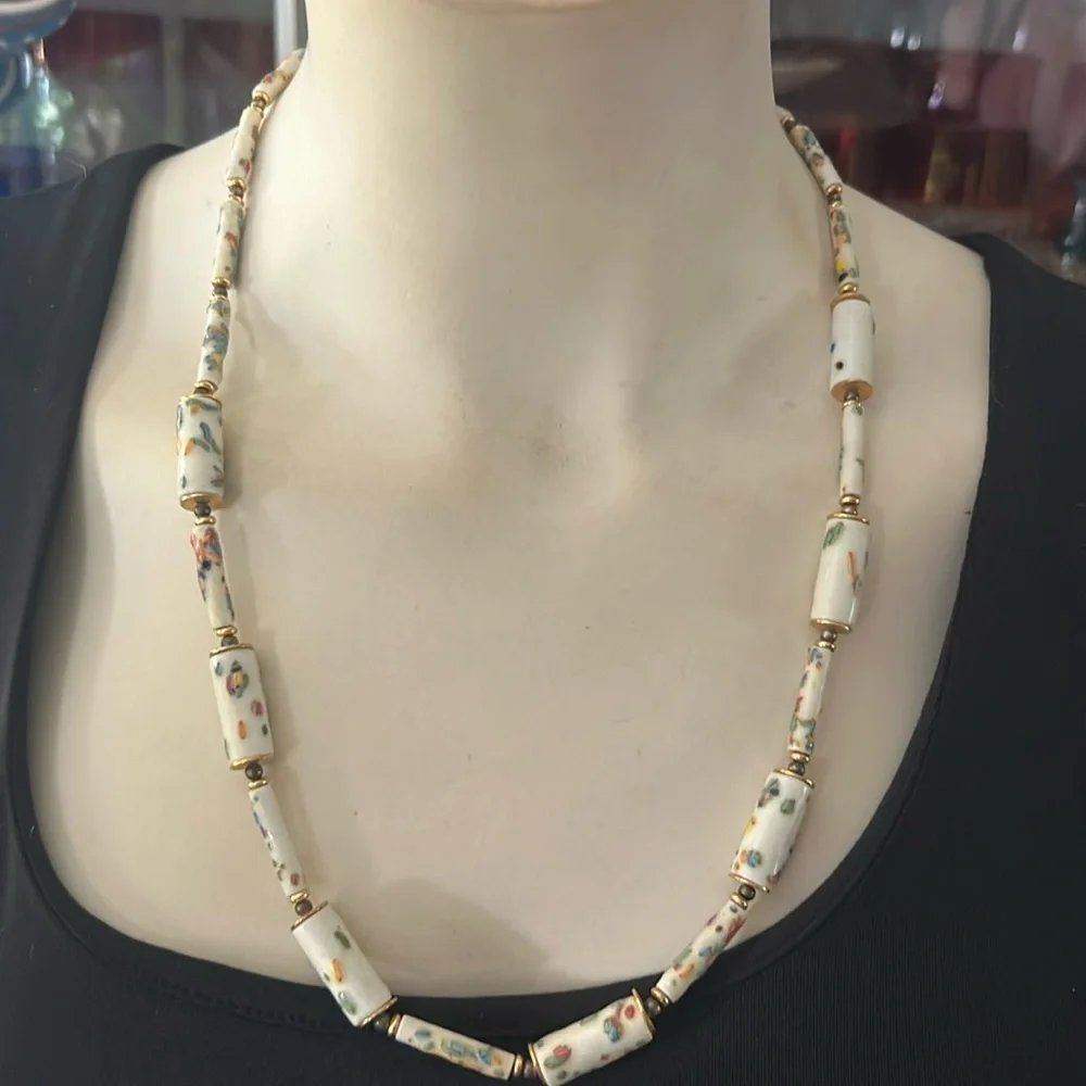 Vintage Ceramic Bead Necklace
